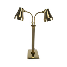 Zwei-Licht-Wärmelampe Gold und runder Lampenschirm